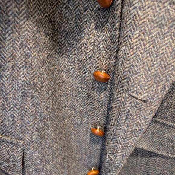 Curzon Classics Navy Herringbone Shetland Tweed Teba Jacket 46R/58R - Picture 2 of 8
